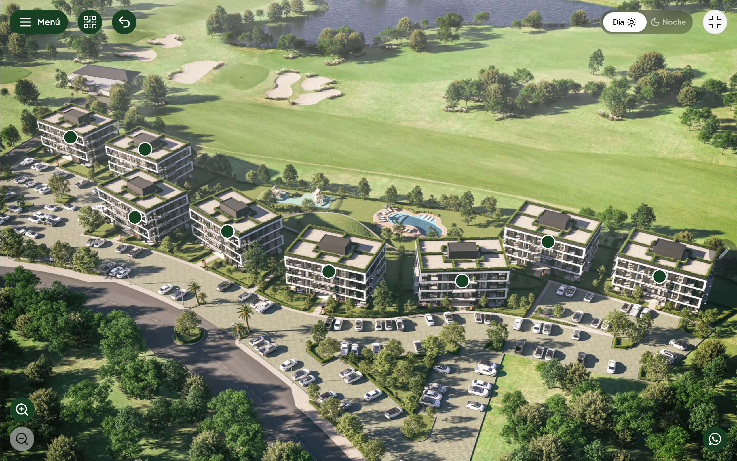 Recorrido 3D — Complejo con golf